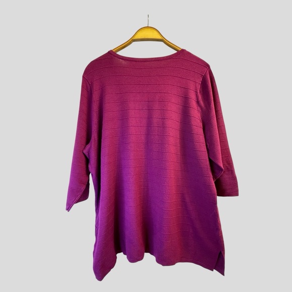 Women’s Sweater Size XL Purple Crewneck 3/4 Length Sleeves - Picture 10 of 12